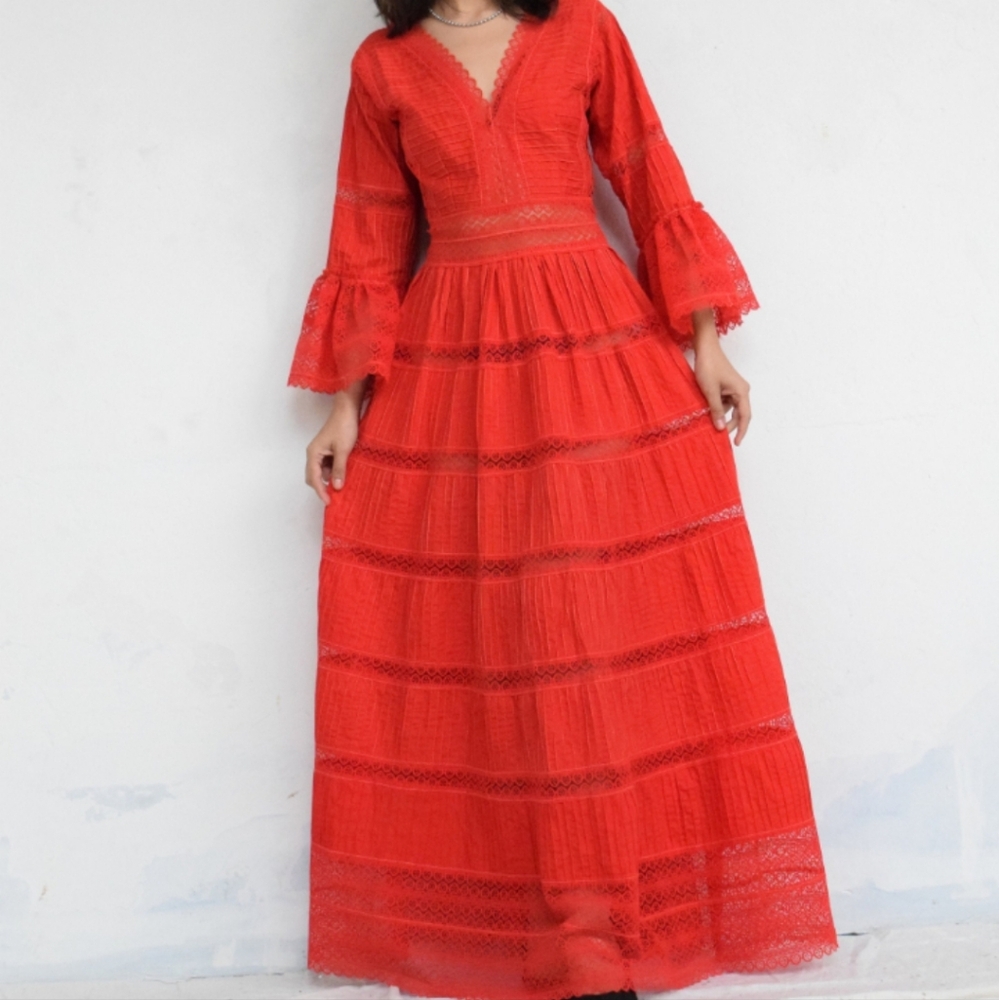 Vintage Pintucked Mexican Dress